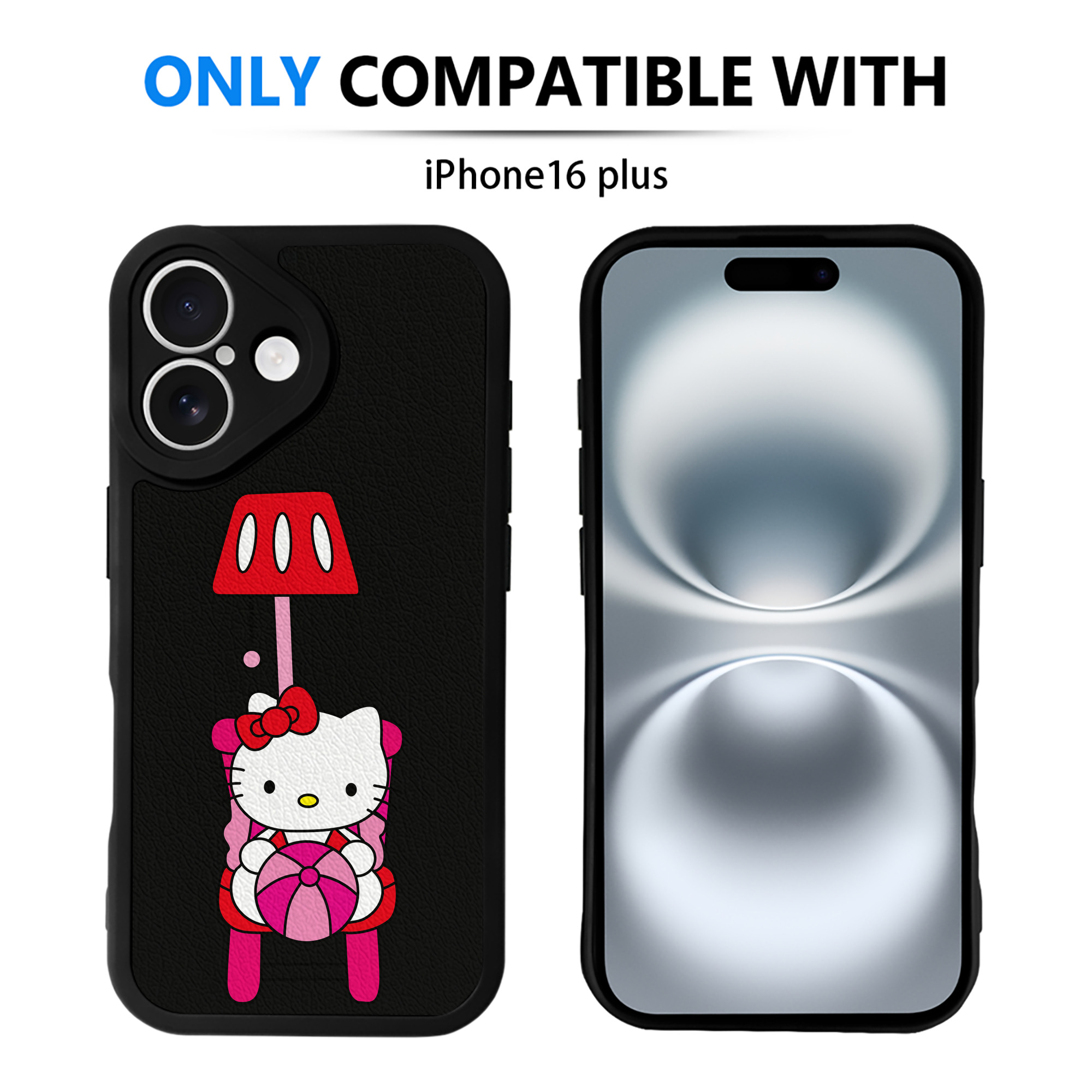 （画像用） Hello Kitty ハローキティ 【iPhone 16シリーズ対応】シリコンスマホケース（レザー調） 材質：シリコン